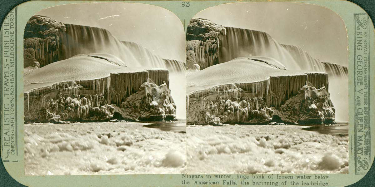 Ice Bridge Forming Under American Falls